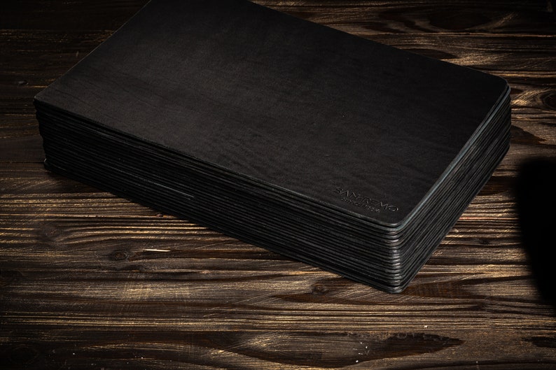 Black Leather Placemats Set of 4 or 6 or8 Large 4mm Thick Dining Table Mats 46x34cm Modern Non Slip Tableware for Restaurant Conference Gift image 4