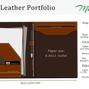 Portafoglio portadocumenti in pelle di lusso / Portadocumenti personalizzato per studenti e aziende / Regalo di Natale per uomini e donne di Mureli immagine 3