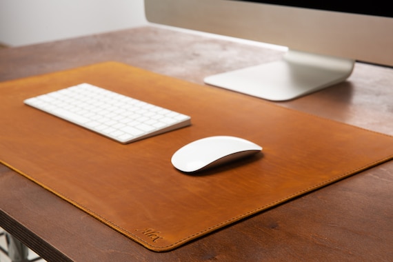 Copper Leather Desk Mat – Thick Non-Slip Writing Pad, Custom Size Office Desk Protector, Anniversary Gift for Him & Her