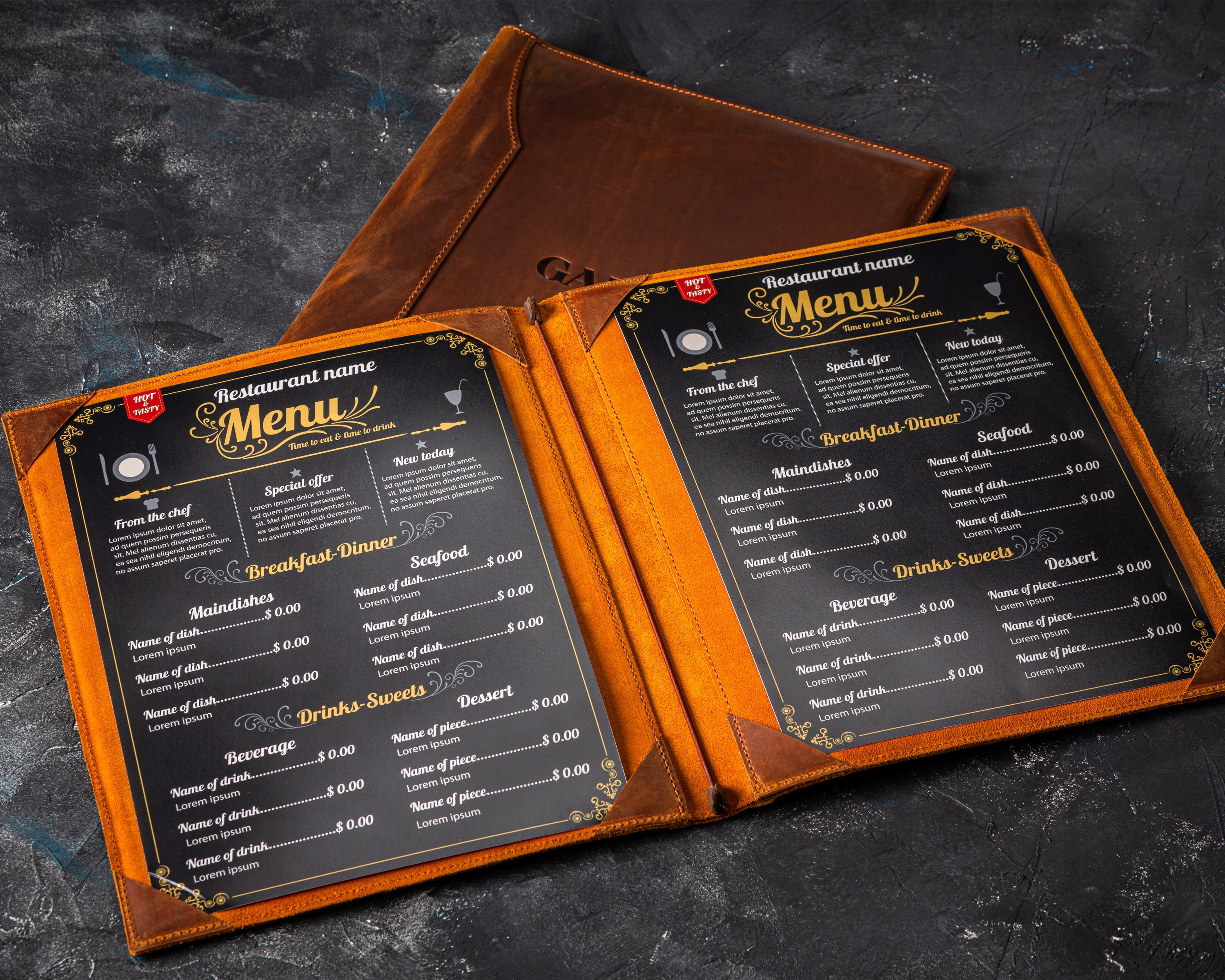 Leather Menu Cover Leather Menu Folder for Restaurant Letter Etsy UK