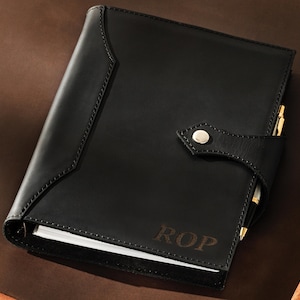 Personalized leather journal writing notebook refillable A5 6 ring binder organizer planner travel journal