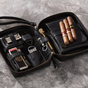 Leather travel cigar box case for cigar accessories Groomsmen Gift image 4