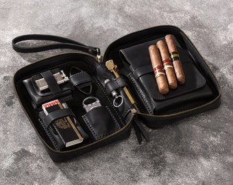 cigars accessories for men Personalized leather cigars case for trip | The case is suitable for all types of cigars