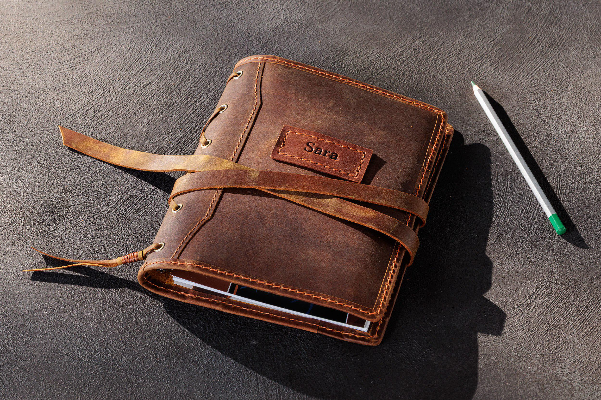 Leather Artist Organizer With Sketchbook & Pencils – Chestnut
