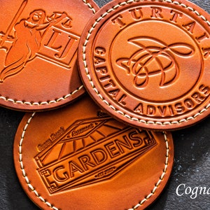 copper leather coasters