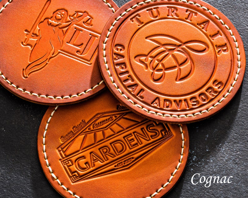 copper leather coasters
