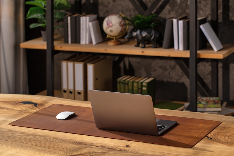 Copper Leather Desk Mat – Thick Non-Slip Writing Pad, Custom Size Office Desk Protector, Anniversary Gift for Him & Her image 1