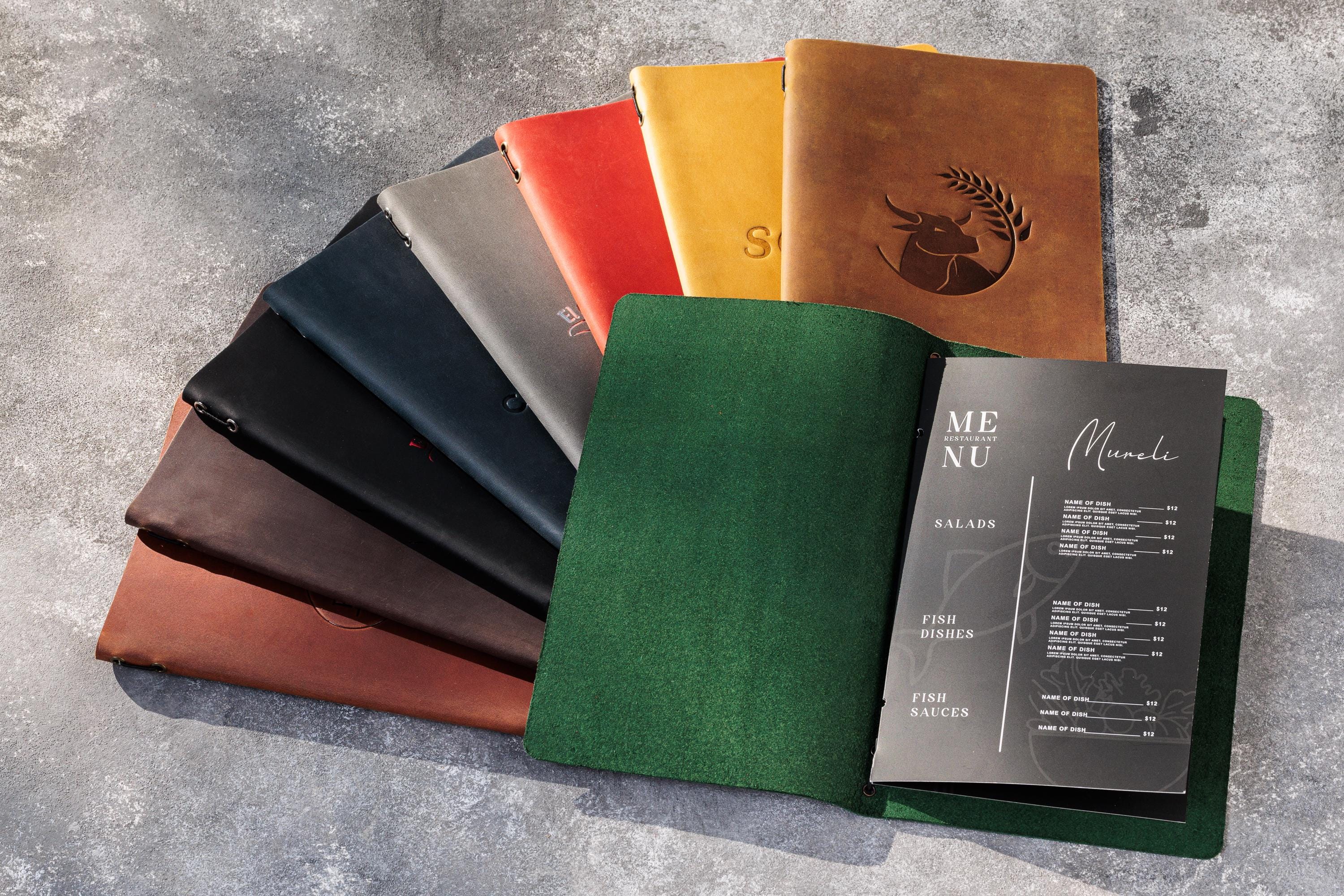 Luxury Leather Menu Cover | Personalized Logo | Handmade for ...