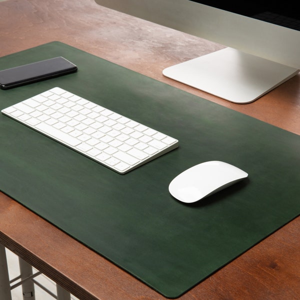Alfombrilla de escritorio de cuero verde, alfombrilla de ratón de cuero grande, alfombrilla de escritorio de cuero verde, secante de escritorio