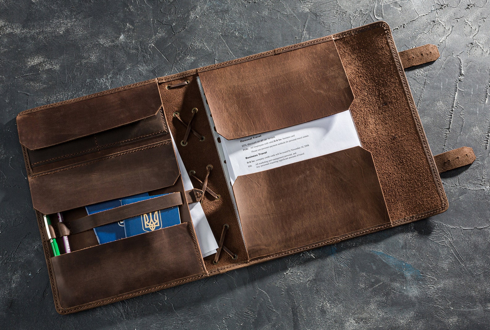 Leather Document Holder Leather Document Folder Leather Etsy