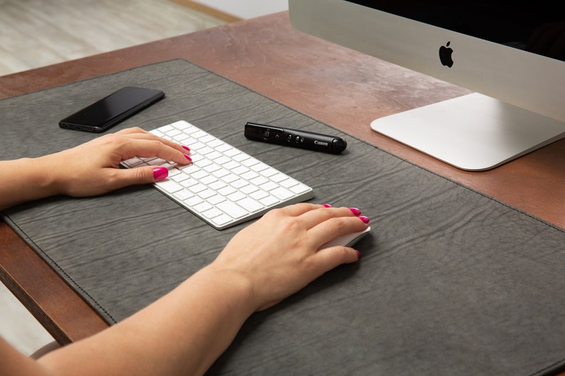4mm Thcick Genuine Leather Desk Blotters 4mm Gray Extra Large Etsy