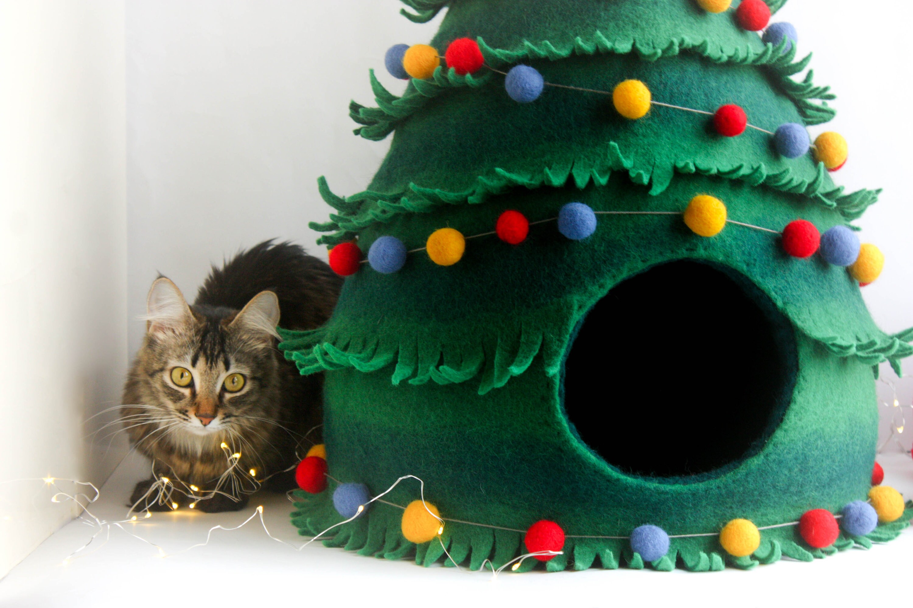 Cat Bed Cat Cave Cat House Felted Christmas Tree Christmas Etsy