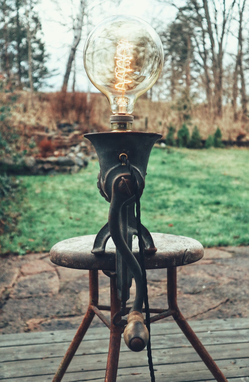 Vintage Meat Grinder Lamp / Industrial Lamp Etsy