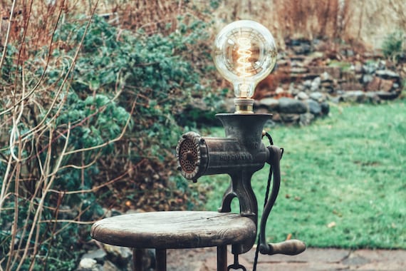 Vintage Meat Grinder Lamp Industrial Lamp Etsy Australia