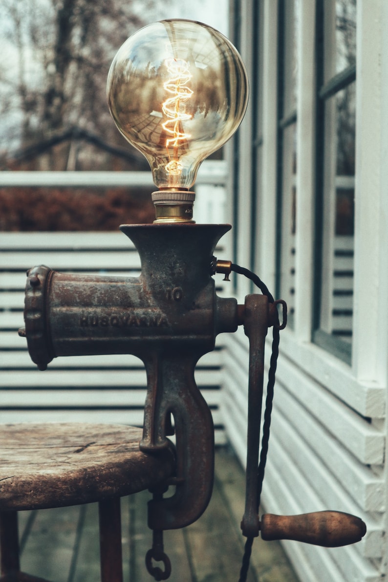 Vintage Meat Grinder Lamp / Industrial Lamp Etsy