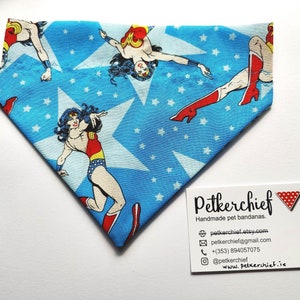 Wonder Woman Bandana Dog Cat Pet Cartoon Fun Comic Book Neckerchief Petkerchief