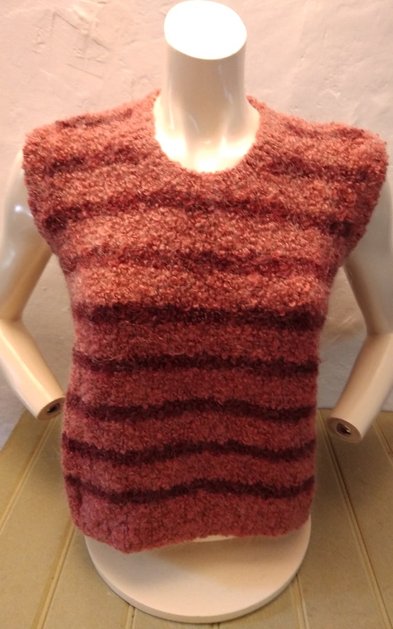 Vintage Bespoke Hand knitted short sleeved jumper… - image 3