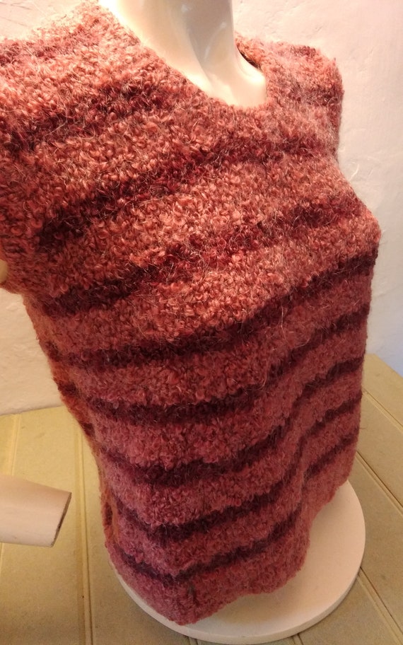 Vintage Bespoke Hand knitted short sleeved jumper… - image 5