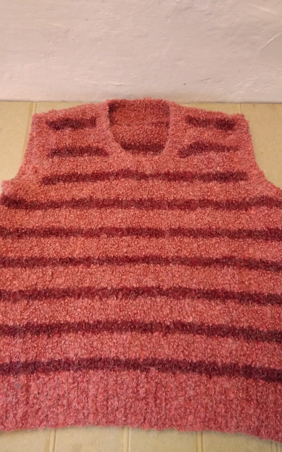 Vintage Bespoke Hand knitted short sleeved jumper… - image 8