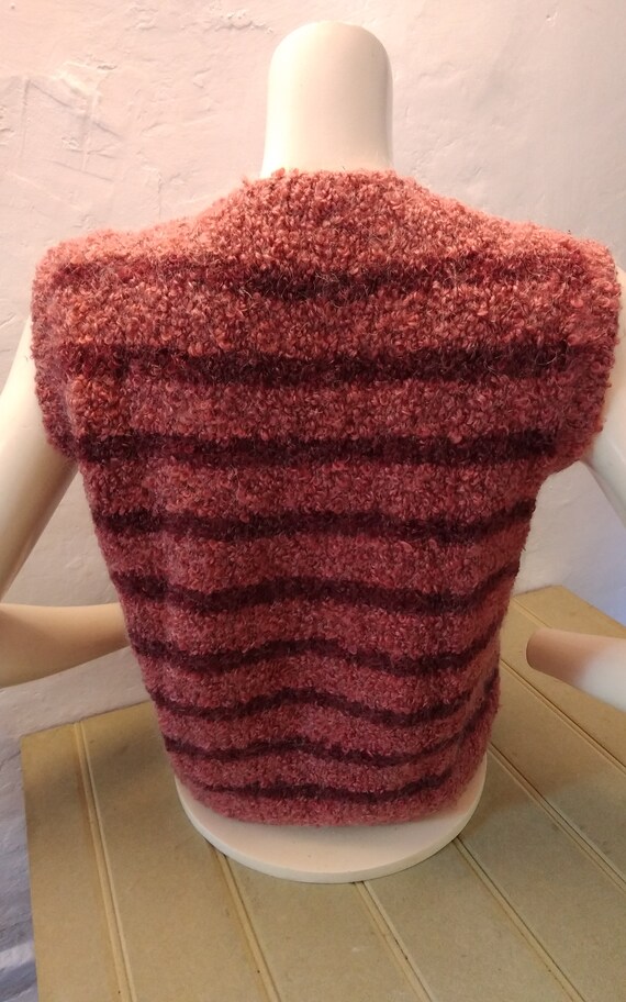 Vintage Bespoke Hand knitted short sleeved jumper… - image 2
