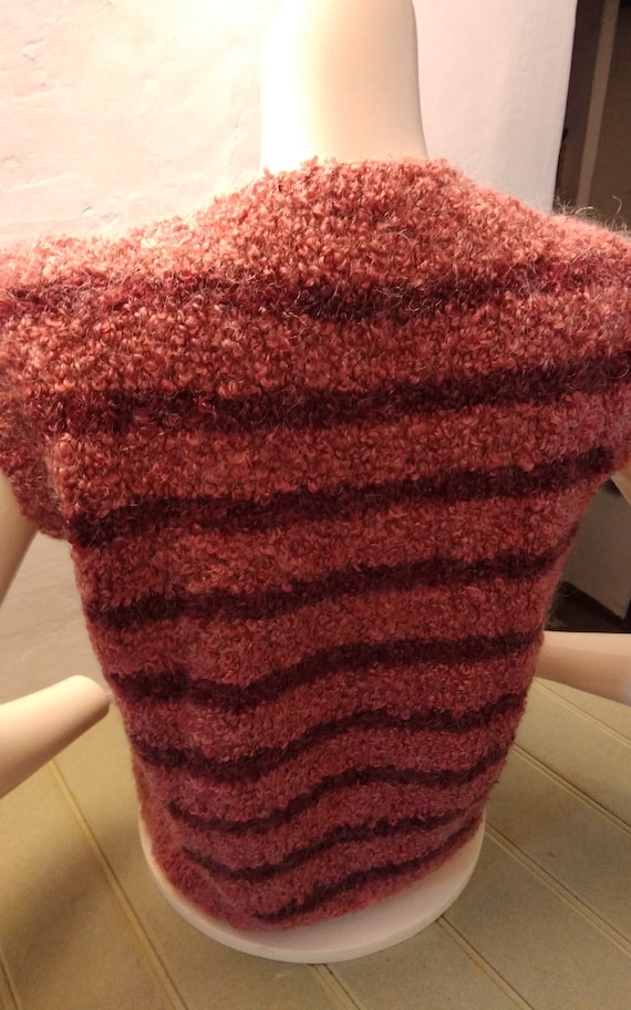 Vintage Bespoke Hand knitted short sleeved jumper… - image 7