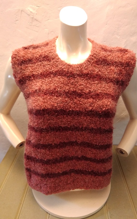 Vintage Bespoke Hand knitted short sleeved jumper… - image 6