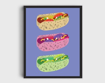 Designed in Chicago/'s Wicker Park Chicago Style Hot Dog Enamel Keychain with Silver Keyring No Ketchup Chicago Culinary Gifts