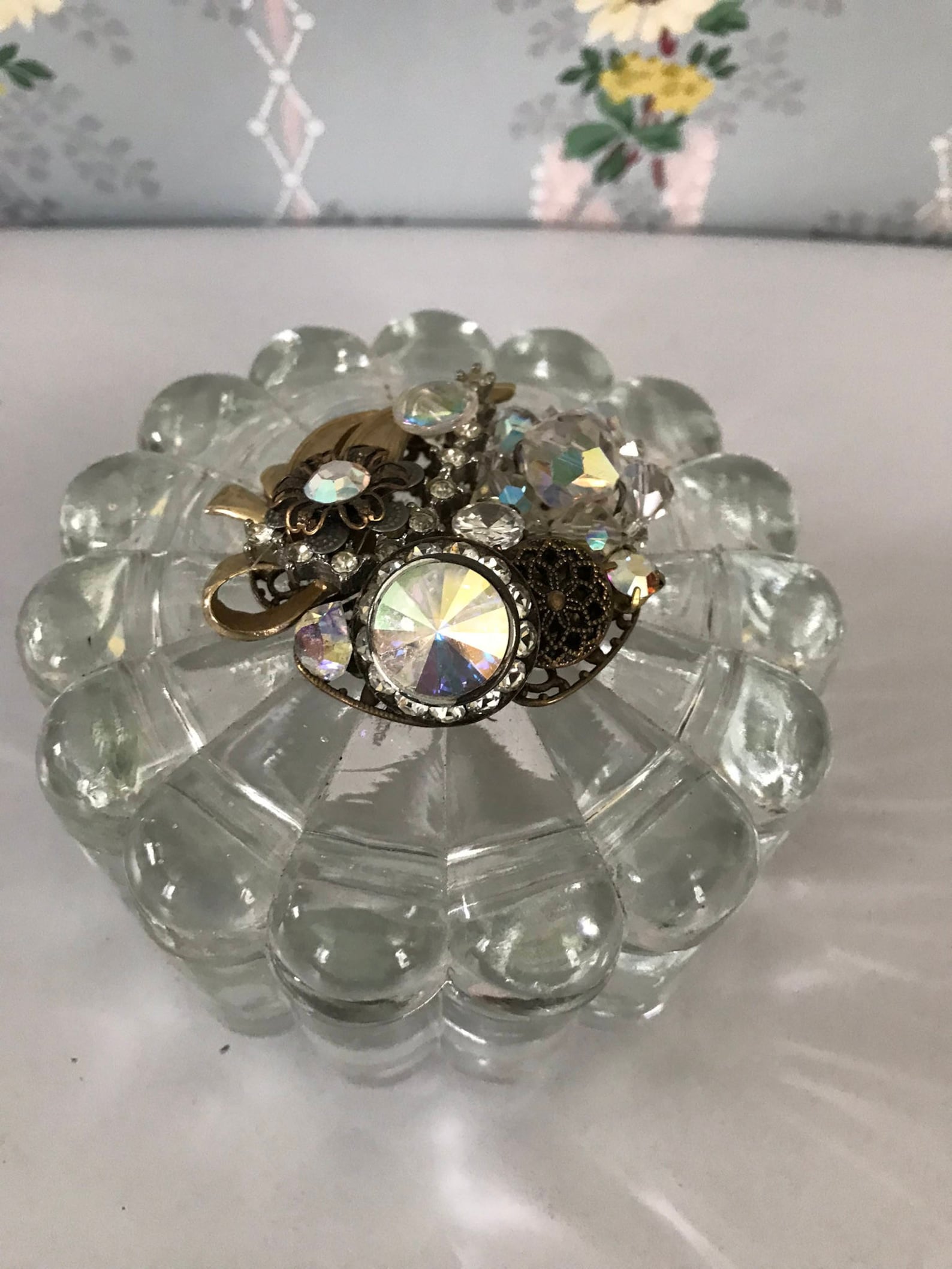 Vintage Pressed Glass Dresser Vanity Jar Etsy