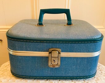 Vintage Blue Train Case