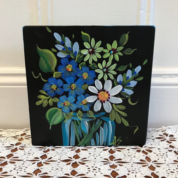 Floral Painting on Wood