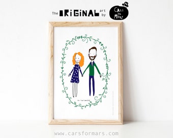 Custom Couple Illustration, Christmas gift, Custom Family illustration, Custom Couple Portrait, Anniversary Gift, DIGITAL DOWNLOAD