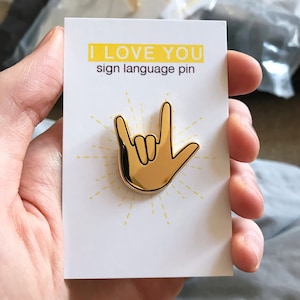 I Love You Sign Language pin badge gift (ASL, BSL, AUSLAN - universal!)