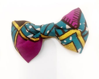 African Glitter Print / Girl Hair Clip / Purple and Gold Hair Bow / Baby Headband / Bow Clip