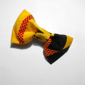 African Kente Print / Yellow Girls Hair Bow / Summer Hair Bow / Baby Headband / Girls Hair Clip