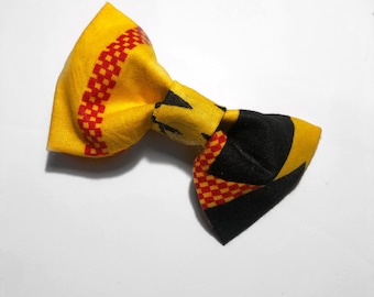 African Kente Print / Yellow Girls Hair Bow / Summer Hair Bow / Baby Headband / Girls Hair Clip