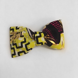 African Ankara Print / Yellow Gold Girls Hair Bow / Summer Hair Bow / Baby Headband / Girls Hair Clip