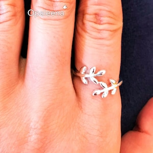 Stylish silver leaf vine ring adjustable leaf ring gift for her Friendship Valentines day Promise ring natural leaf ring forest ring nature
