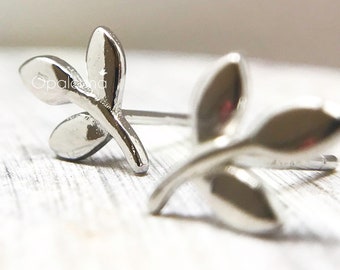 Silver Leaf Stud Earrings | Handcrafted Jewelry