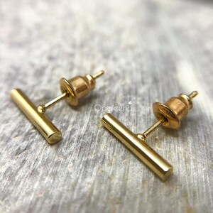 Stylish small gold bar earrings tiny gold studs gold earrings sale gift for her black friday minimalist earrings gold filled earrings sale