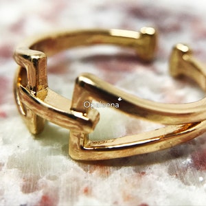Elegante anillo simple de oro redondo elegante regalo para esposa regalo para novia san valentín amistad mejor amigo regalo dama de honor carta h anillo