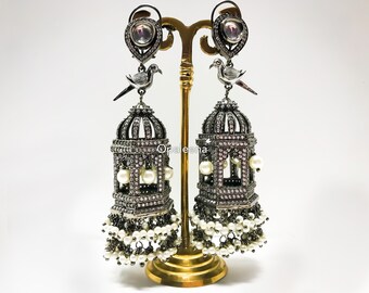 Jhumka Antigua Jaula De Pájaros Campana Borlas India De Las Jhumka Antigua Jaula De Pájaros Campana Borlas India De Las