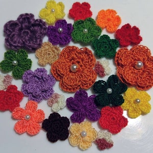 25 Flowers in Harvest Colors, Doll size to Large size flowers, 3/8 to 1-1/2 inch size, Fast Shipping