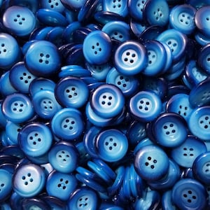 Blue Swirl Buttons, size 20mm, 13/16&quot; round, 4 holes, bulk button pack, perfect for ear savers, Fast shipping! US Seller