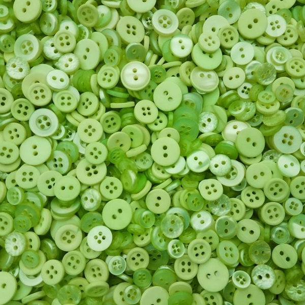 200 Small Neon Green Buttons, Lime, Spring Green, Chartreuse, sizes 7mm to 15mm, 3/8" to 5/8", many styles, beautiful bright greens