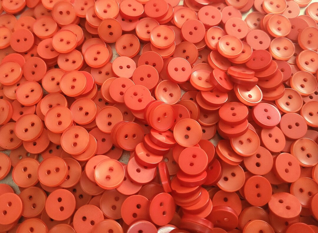 50 Iridescent Orange Buttons, Size 10mm, 16L, Round, Flat Back, 2 Holes ...