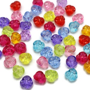 50 or 100 Rose Flower Multicolored Buttons, 10mm size flower buttons, 1 hole shanks, random bulk button pack, Fast Shipping
