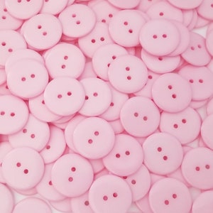 20 Baby Pink Round Flat Buttons, size 7/8 inch, bulk button pack, 2 hole buttons
