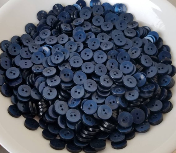 Navy Blue Round 2-hole Buttons, size 14mm, 9/16, 22L, flat back buttons,  bulk navy blue buttons, Choose quantity, Fast Shipping