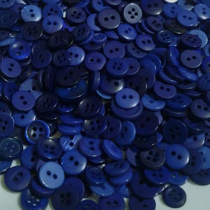 100 Small Dark Blue Buttons, Assorted Sizes and Styles (1/4 to 5/8 inch)