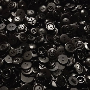 200 Small Black Buttons, Sizes 1/4&quot; to 5/8&quot;, bulk small buttons, jewelry buttons, black scrapbook buttons, Fast Shipping